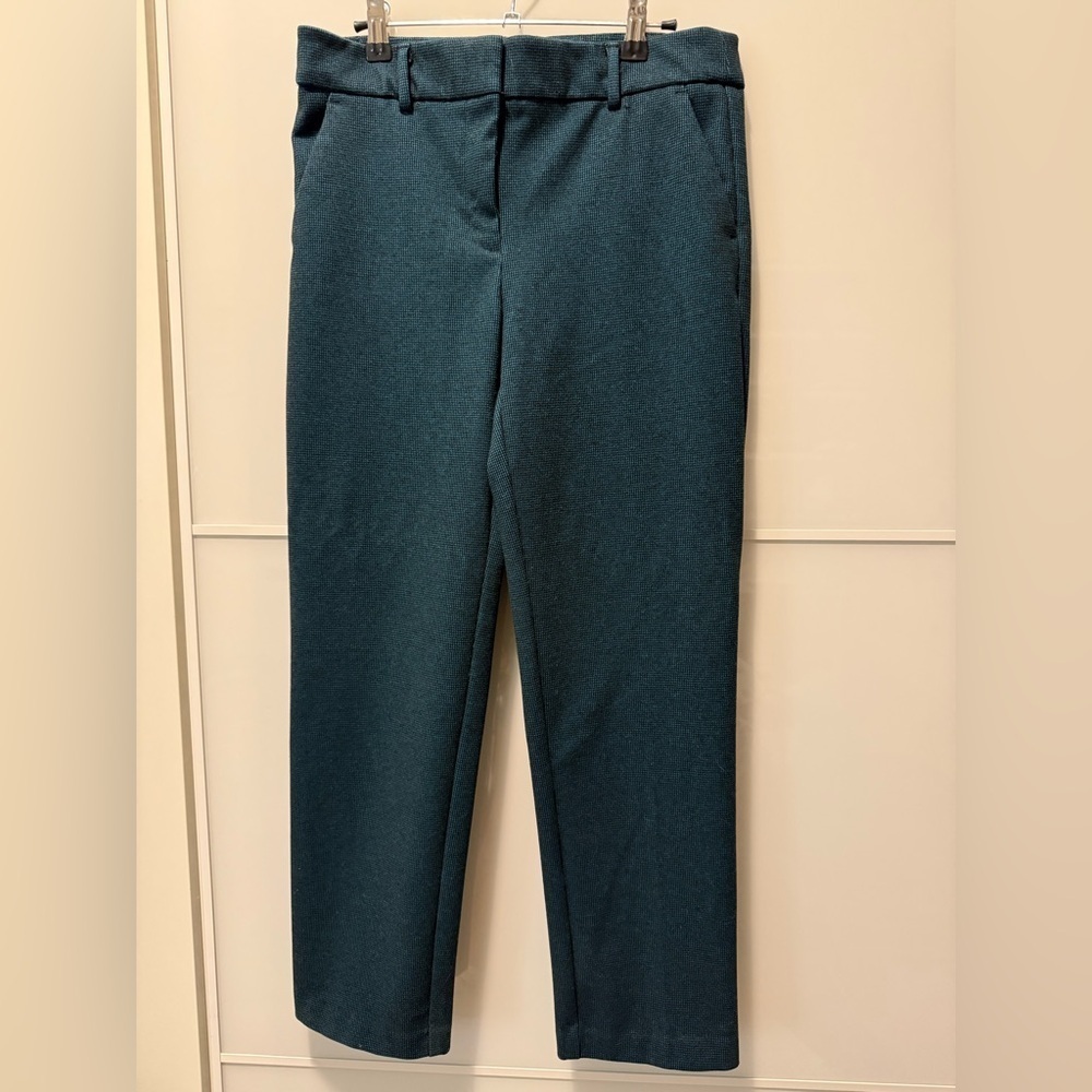 LOFT Teal Herringbone Winter-lined Slim Pants